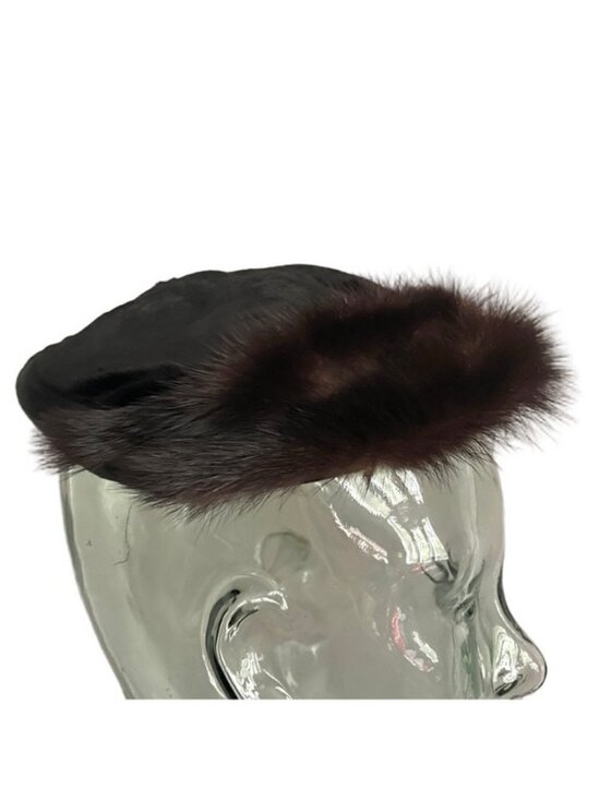 Vintage 40s 50s Black Velvet Burlesque Cocktail Sculpted Headband Half Hat main image 9